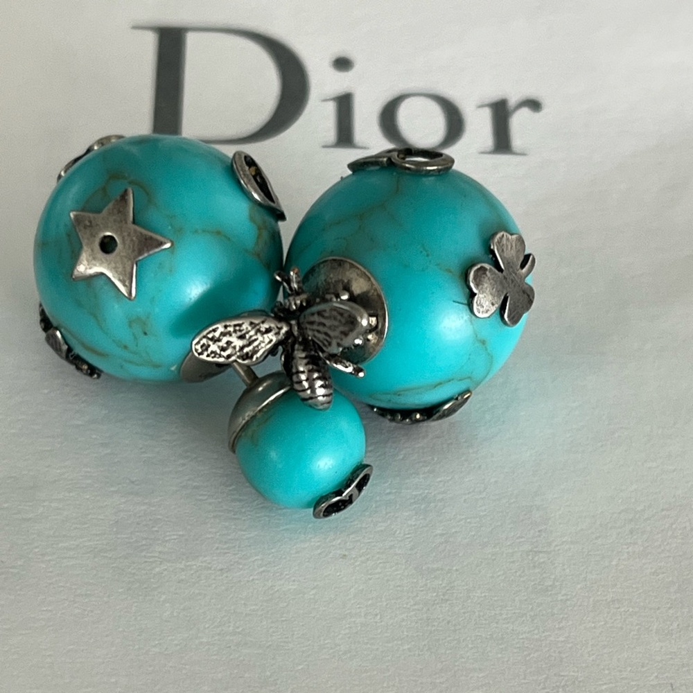 Dior Turquoise and Silver tribal earrings
